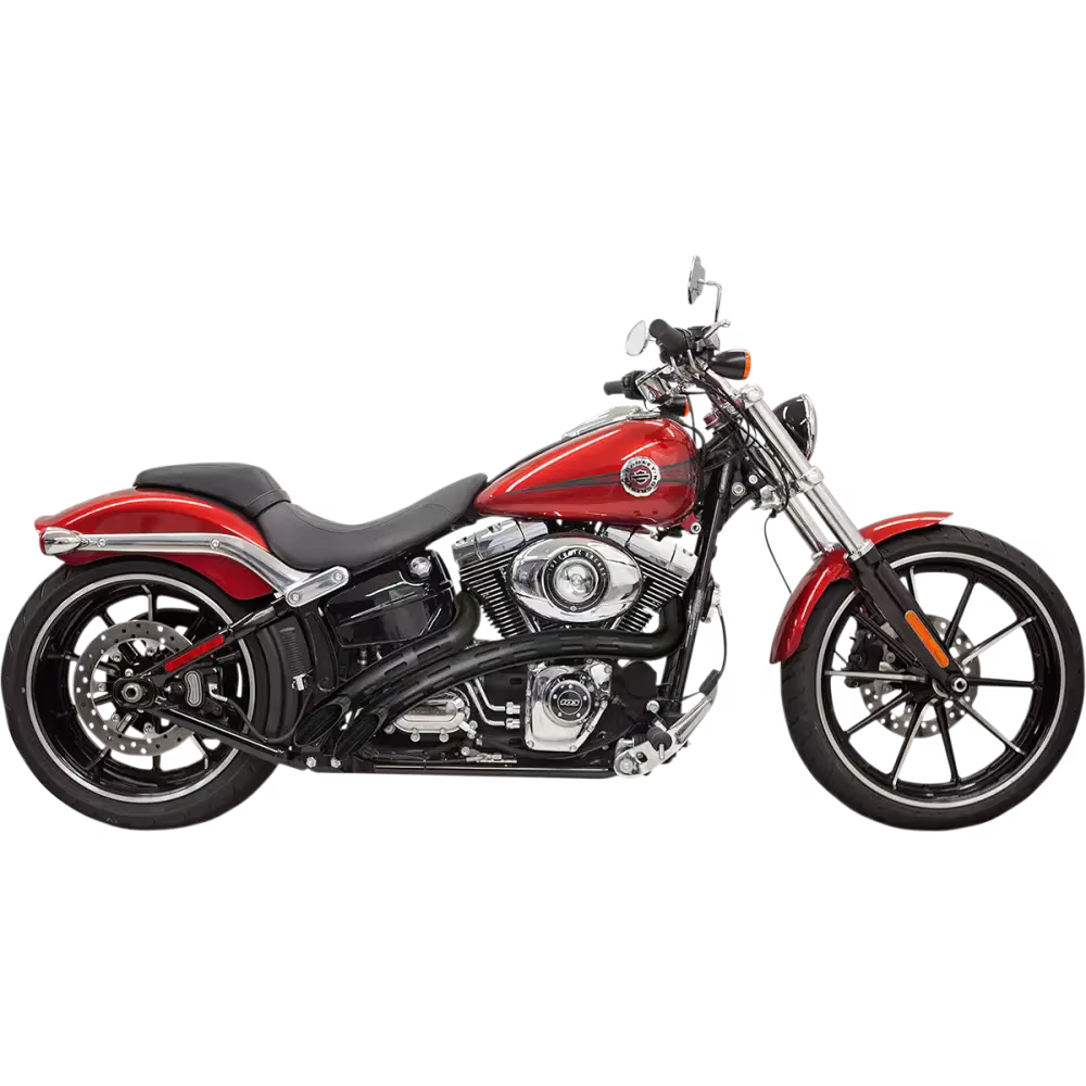 Bassani Radial Sweepers Black Exhaust System w/Black Slotted Shields (1SD2FBB)