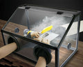 220V Electric 2 Holes Enclosed Grinding Table Polisher Acrylic Dust Box Cover , 3mm LED Light with Fan