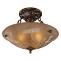 Elk Home 16-Inch Wide Restoration Semi Flush Mount. Golden Bronze