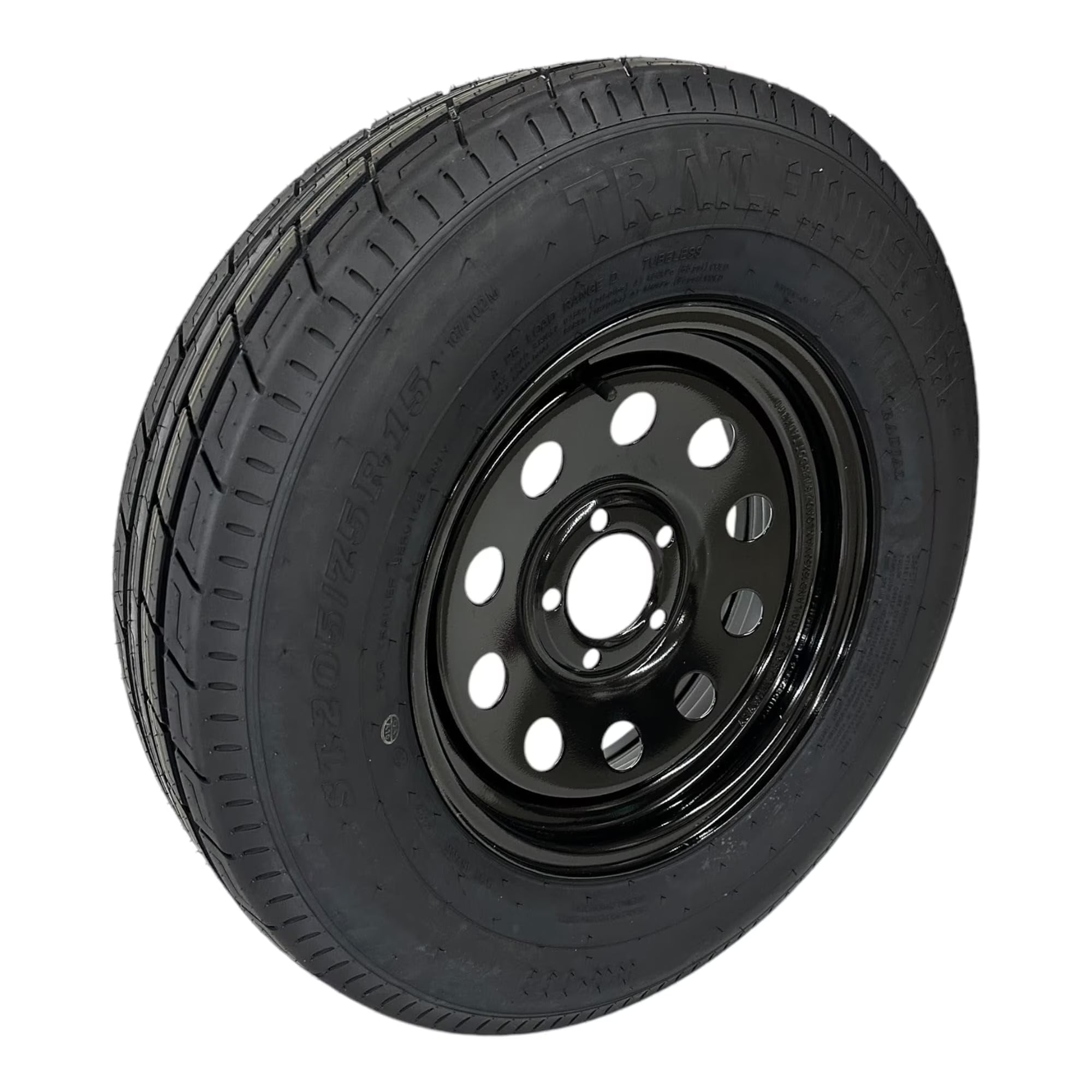 Radial Trailer Tire on Rim ST205/75R15 TrailFinder HT LRD 8 Ply Black Modular Wheel 5 Lug 5x4.5  Bolt Pattern