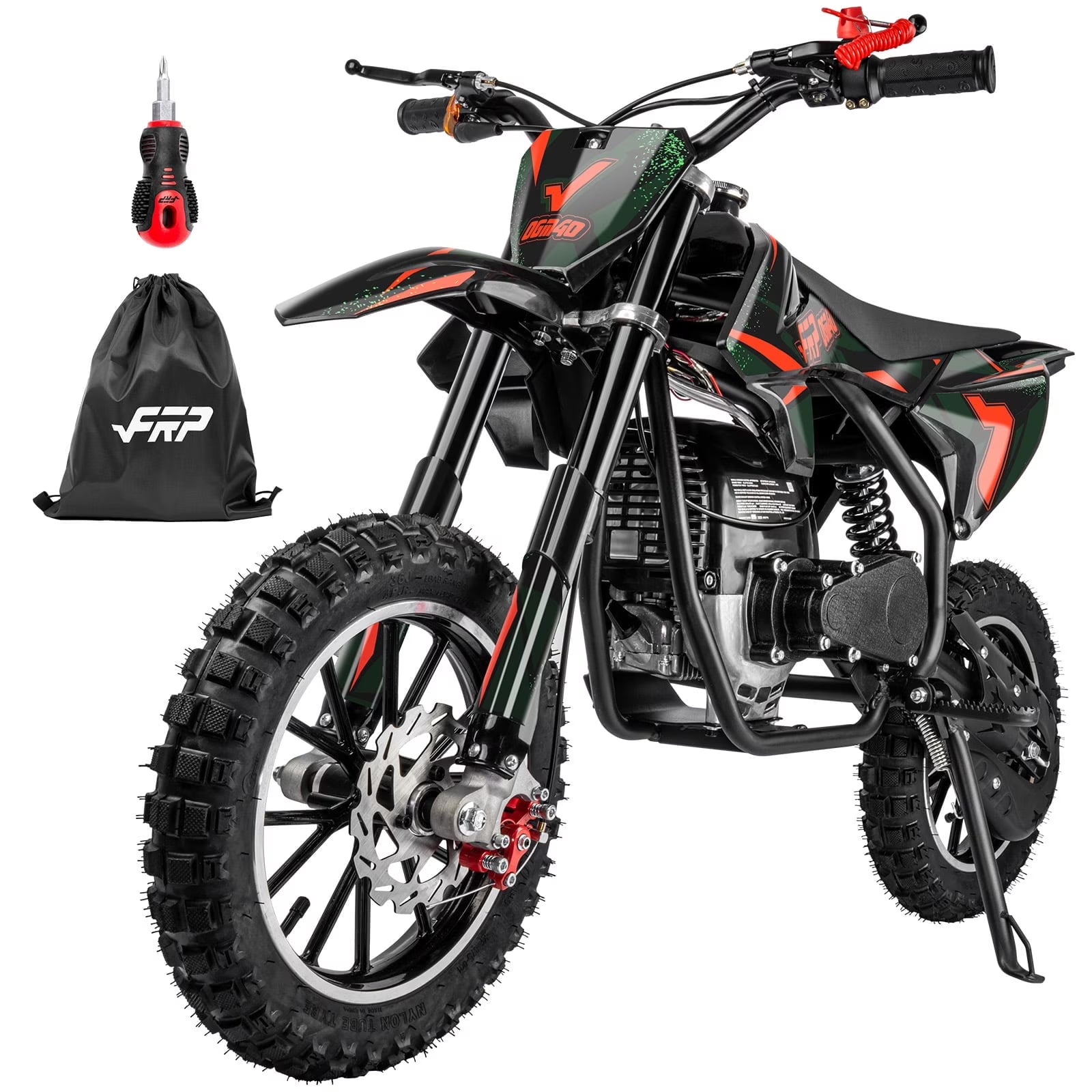FRP FX40 40cc 4-Stroke Gas Powered Kids Dirt Bike with Safety Kill Switch for young rides, Front & Rear Disc Brakes, EPA Certified, FX40-Ogemaw, Black, Base Model