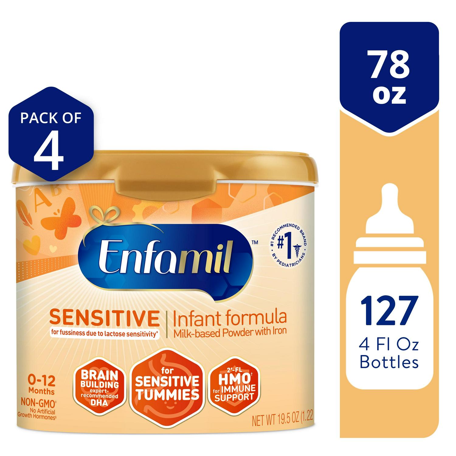 Enfamil Sensitive Powder Baby Formula For Lactose Sensitivity. 29.4 Oz Tub. 4 Pack