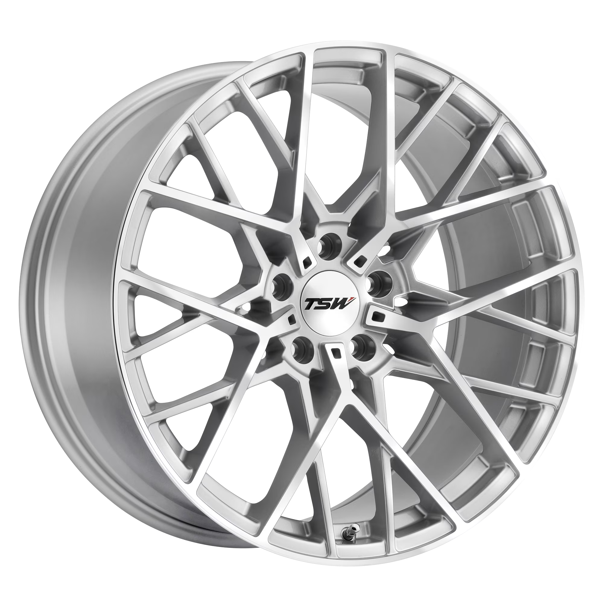 Tsw Sebring 19X8.5 5X100 35Et 72.1Cb Silver W/ Mirror Cut Face Wheel
