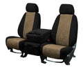 CalTrend Rear Solid Back & 60/40 Cushion SuperSuede Seat Covers for 2012-2012 Ford F-150 - FD412-06SP Beige Insert with Black Trim