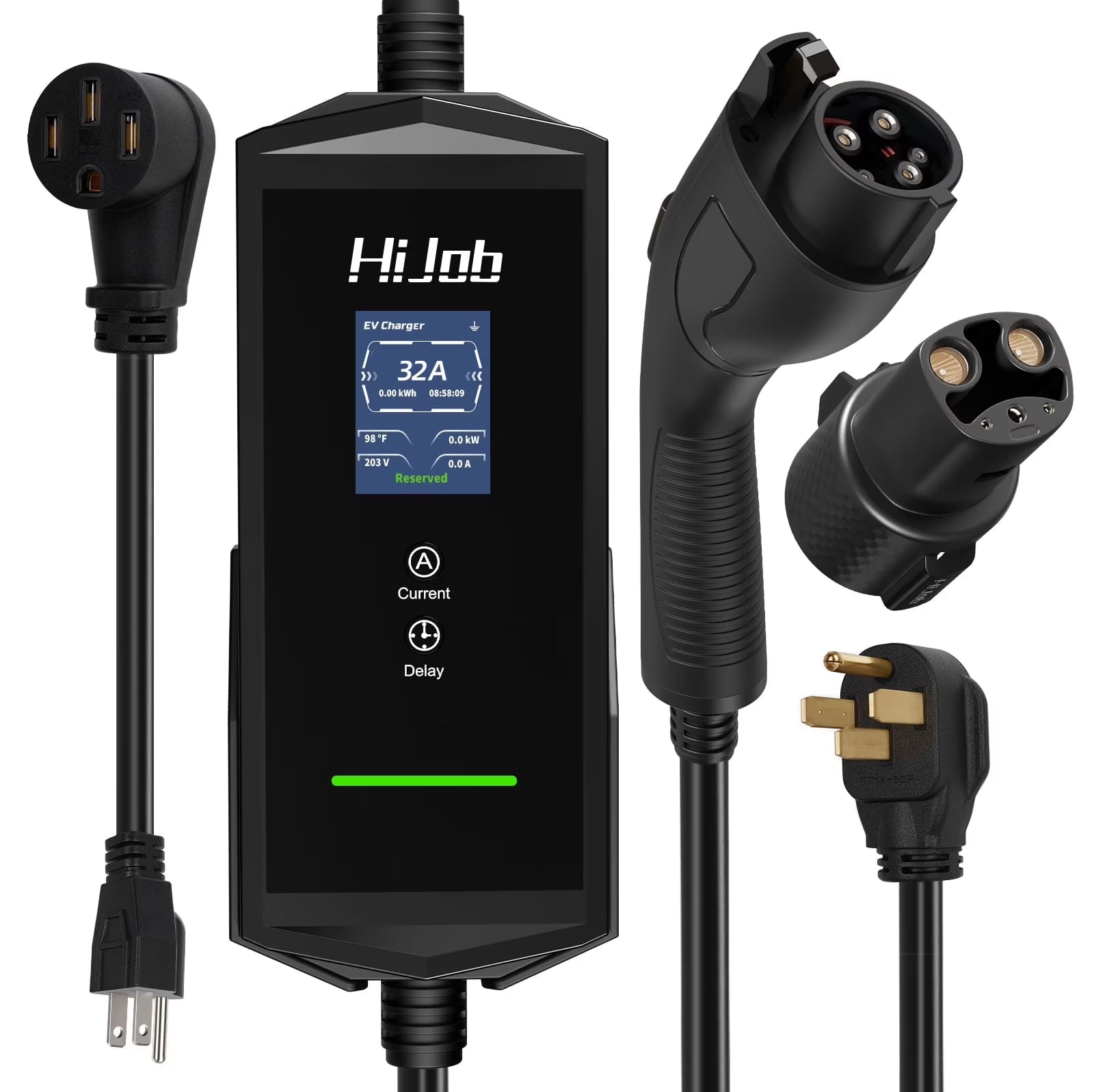 HiJob 25FT Portable Level 2 EV Charger with 5-15 Adapter for Quick & Slow Charging