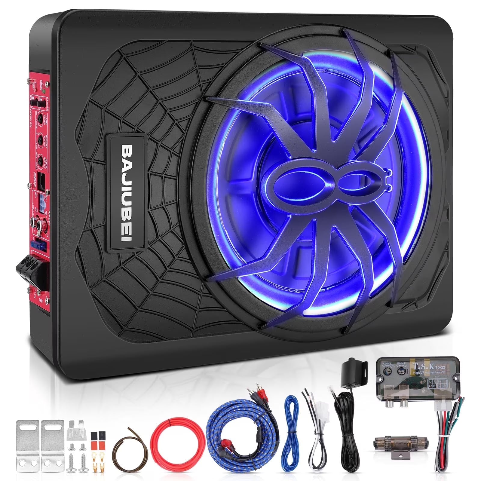 10  1200W Car Subwoofer, 2025 Upgraded Slim under Seat Powered Car Subwoofer