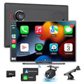 MHCABSR 9-Inch Wireless Apple Carplay Screen, IPS Touchscreen, 4K Dash Cam, 1080p Backup Camera, Siri, GPS