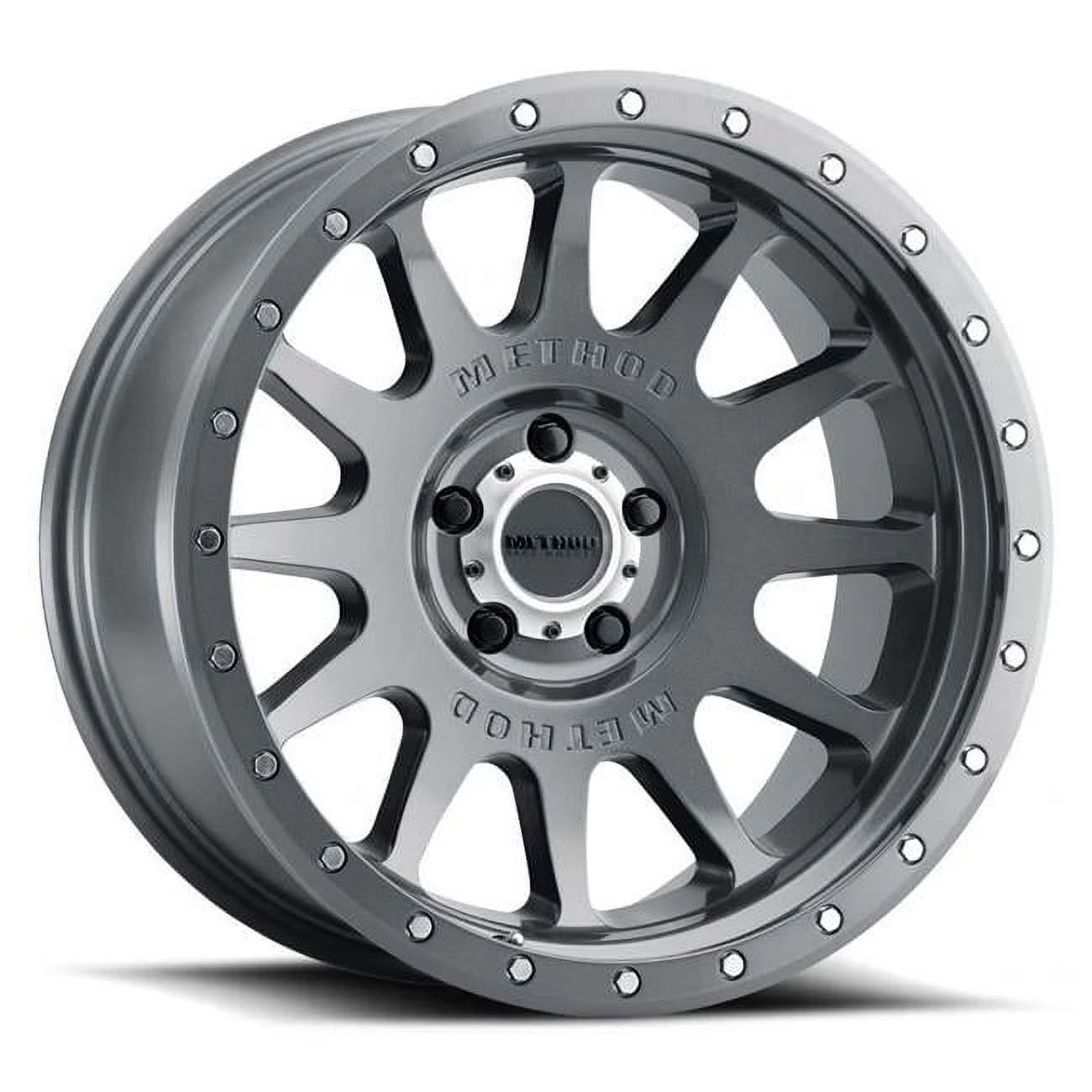 20 x 10 in. 24 mm Offset 6x5.5 Bolt Pattern 106.25 mm CB MR605 NV Gloss Titanium Wheel