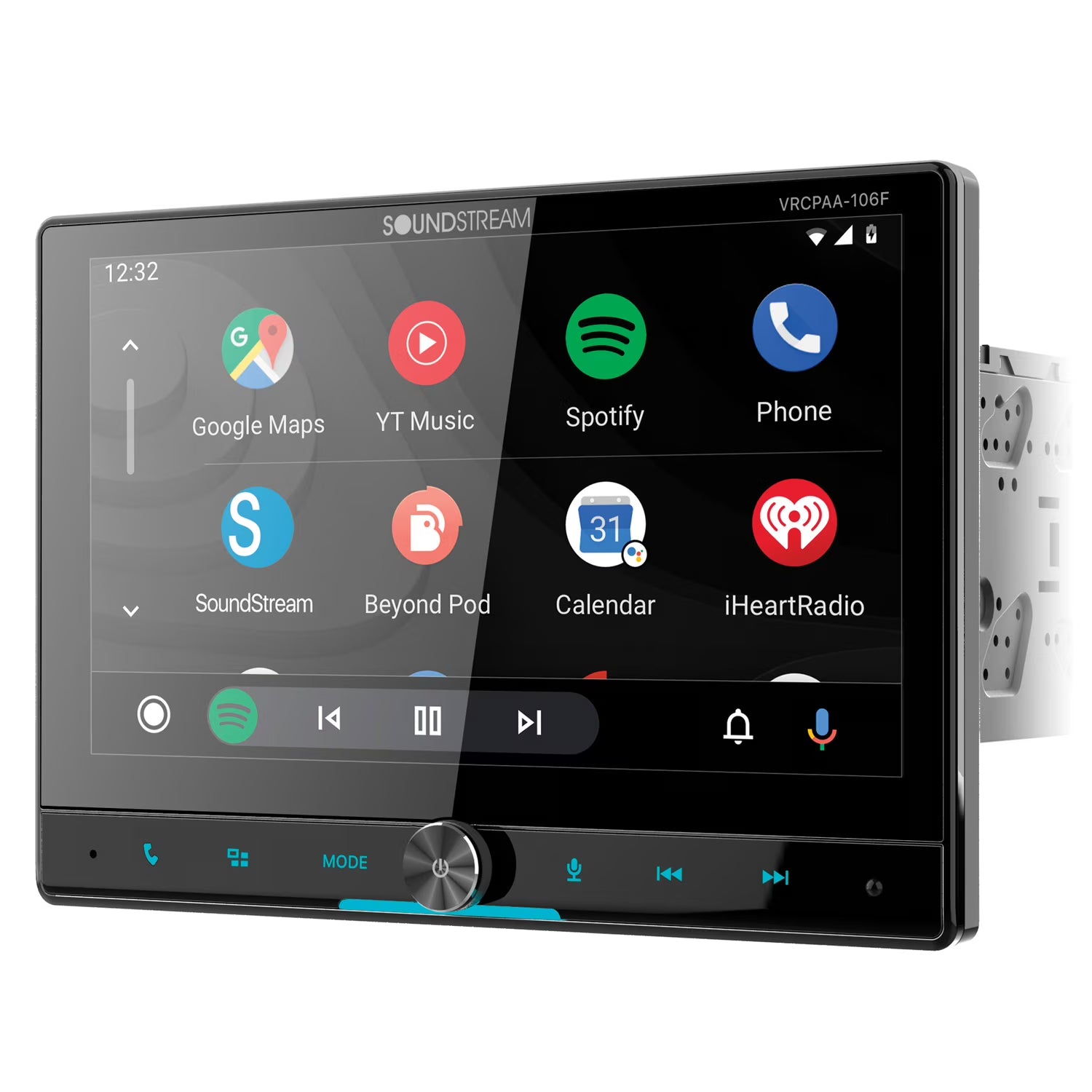Soundstream VRCPAA-106F 10.6  Double DIN DVD Head Unit with Bluetooth, Apple CarPlay, Android Auto, and Floating Touch Screen