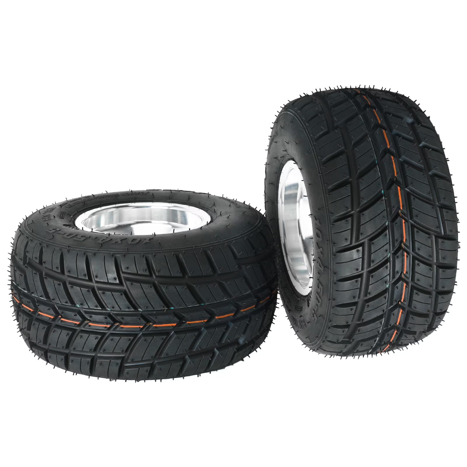 High Performace Go Kart Tire and Rim, 10x4.50-5 Go Kart Front Wheel and Tire Fit Bolt Pattern 48mm w/ 3 Holes for Go Kart Drift Trike Buggy Racing Cart, Non-Slip Tread, Aluminum Alloy Rim (2)