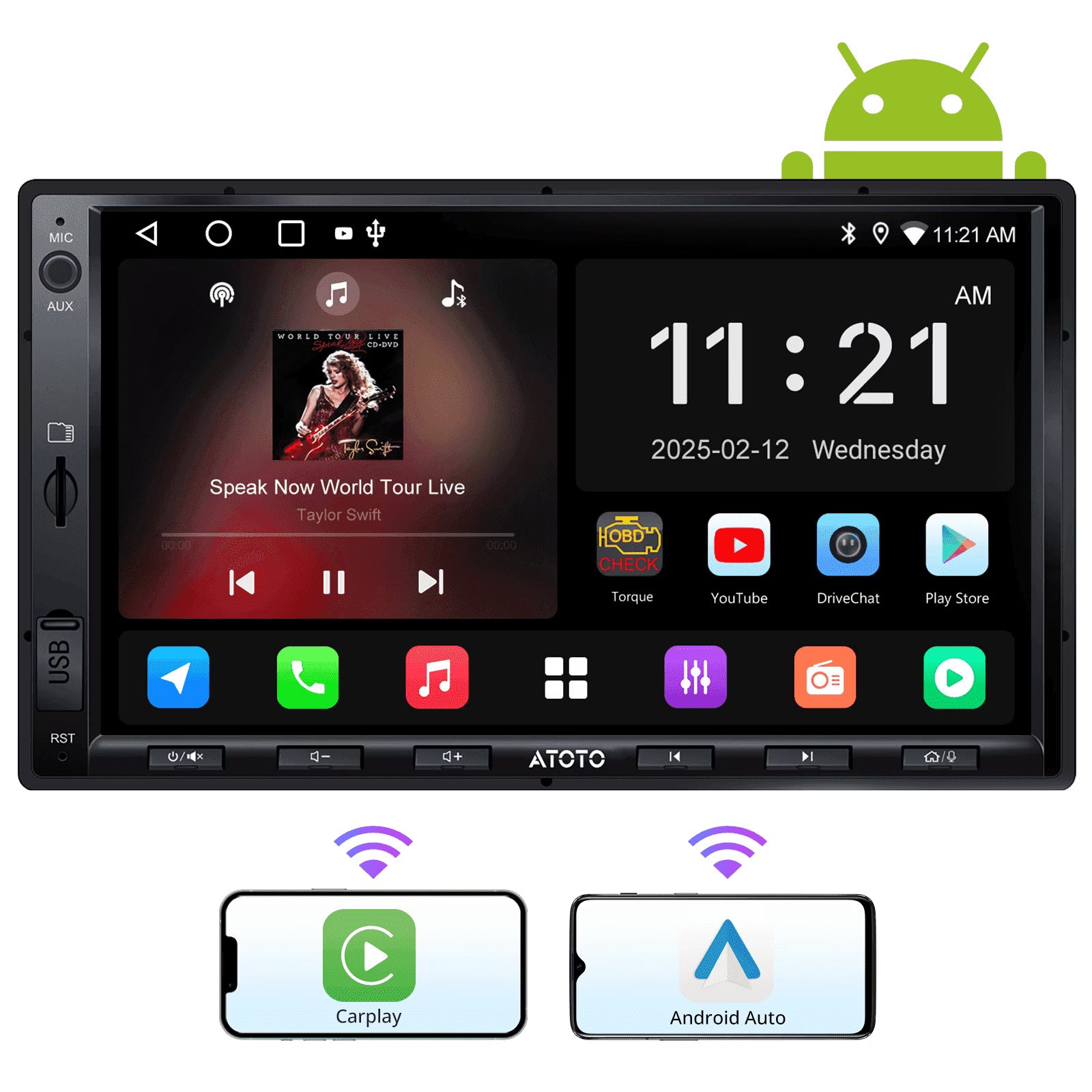 ATOTO Double Din Car Stereo 7inch Car Radio with Wireless Apple Carplay & Wireless Android Auto GPS Navigation 2G+32G (New Upgrade A5 Replaces Old Version F7WE)