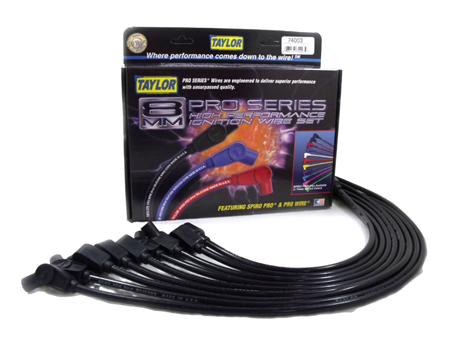 Taylor Wire / Vertex 74003 TAY74003 8MM SPIRO-PRO CUSTOM 8 CYL BLACK