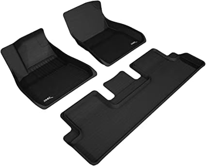 3D MAXpider All-Weather Floor Mats for Tesla Model Y 5-Seat 2020 Custom Fit Car Mats Floor Liners, Kagu Series (Does NOT fit 7-Seat) Black