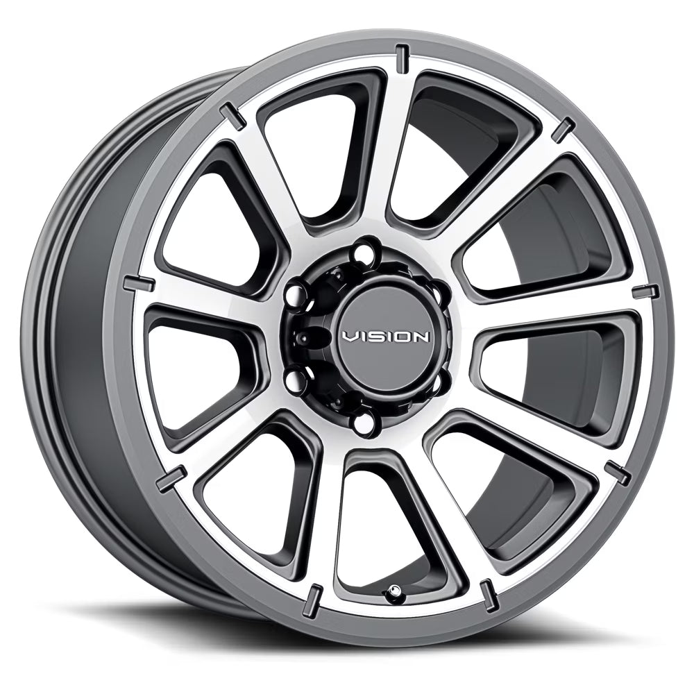 18x9 Vision Off-Road 353 Turbine Gunmetal Machined Wheel 5x150 (12mm)